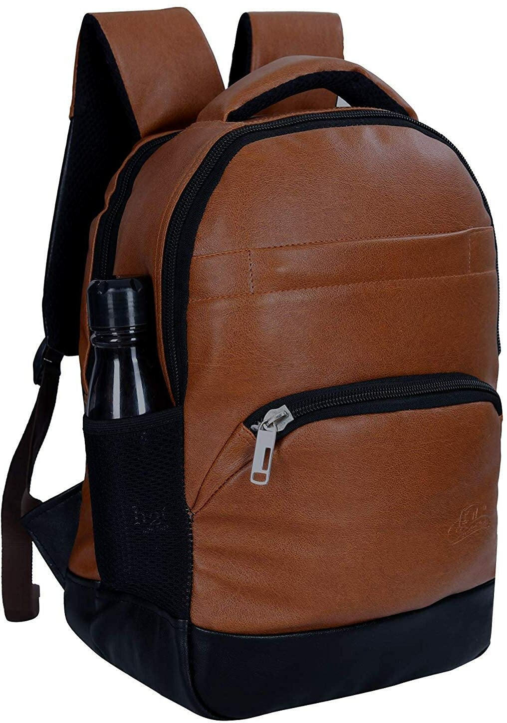 Leather World PU Leather College Office Laptop Backpack with USB