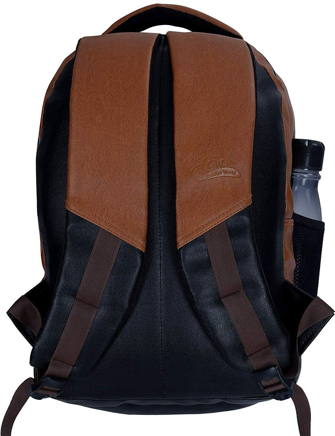 Leather World PU Leather College Office Laptop Backpack with USB