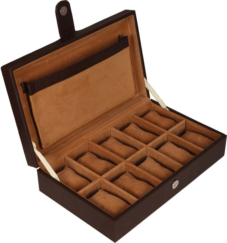 10 Slots Elegant Watch Box Organizer with Plain Leather Finish