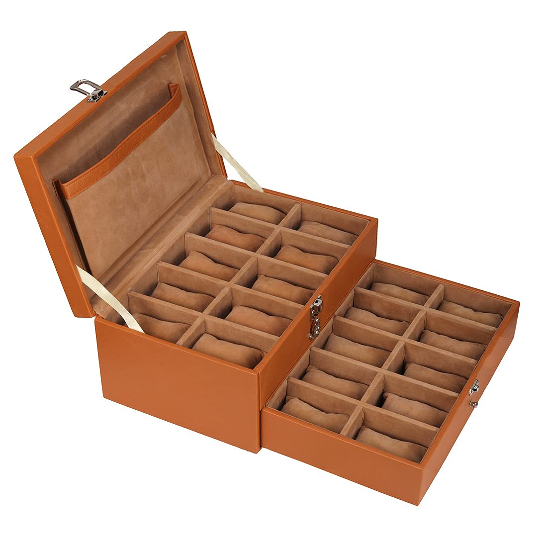 Leather World Unisex Classical 20 Slots Watch Organiser Box