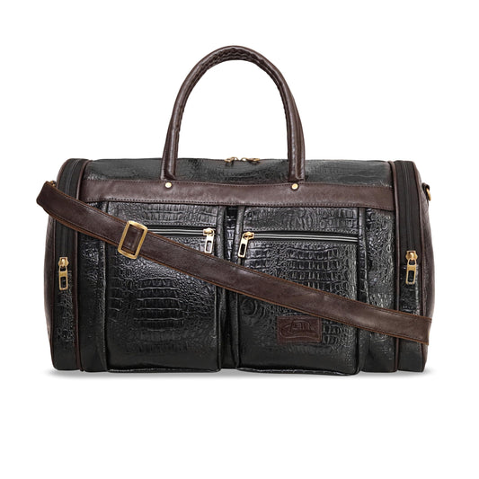 Leather World Duffel bag Textured Leatherette Luggage Duffle Weekender Bag For Travel - Men And Women's - Black