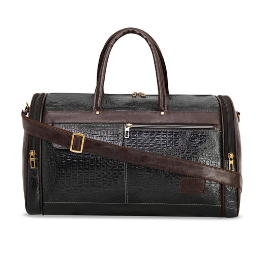 Leather World Leather Unisex Faux Leather Travel Duffle Bag Weekender Bag - Black