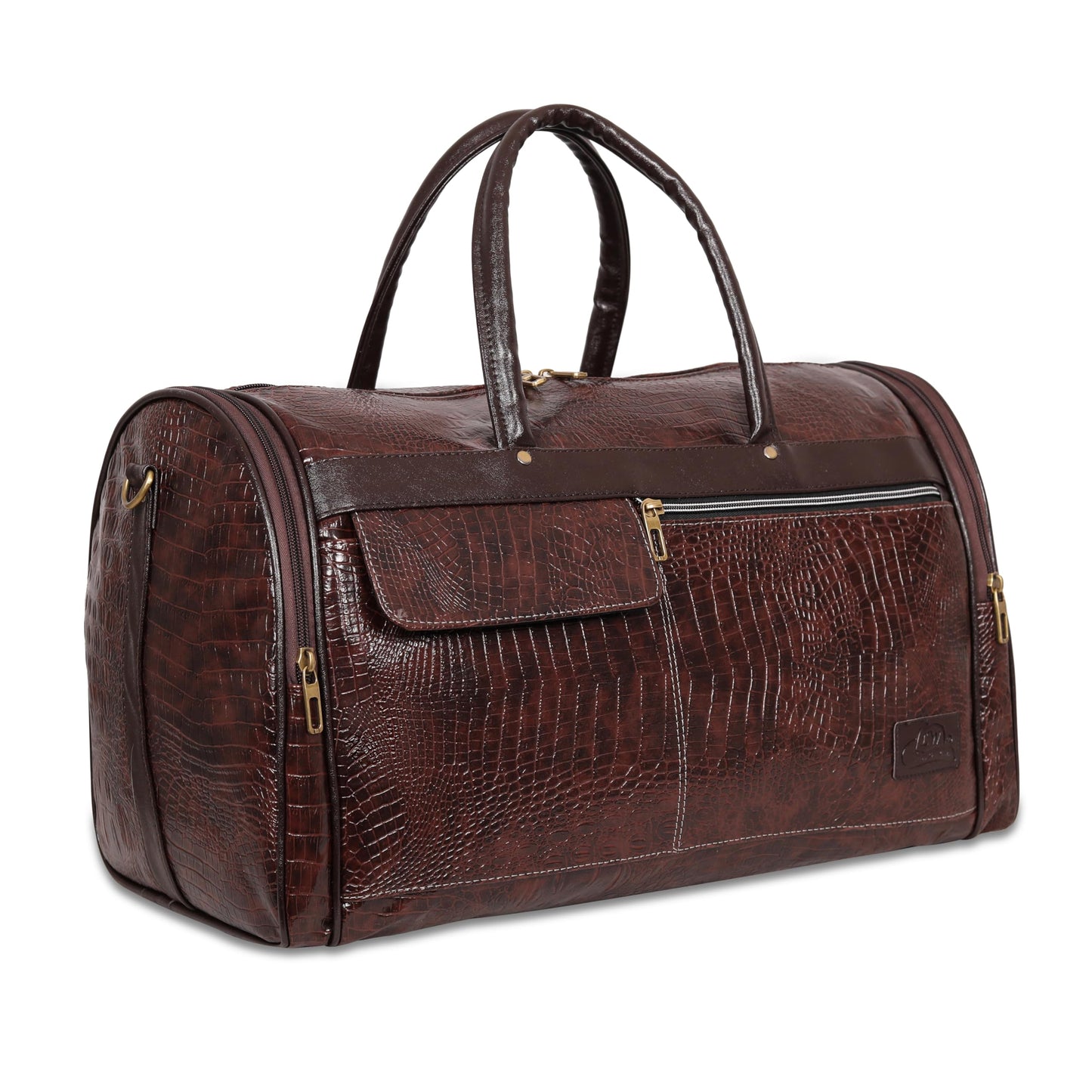 Leather World Leather Unisex Faux Leather Travel Duffle Bag Weekender Bag (Brown)