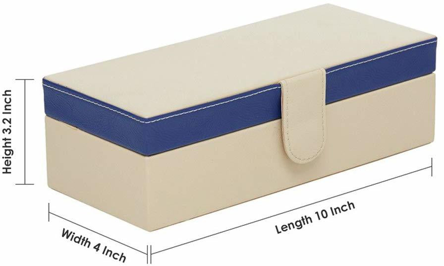 4 Slots Stylish Beige Watch Box with Plain Leather Finish