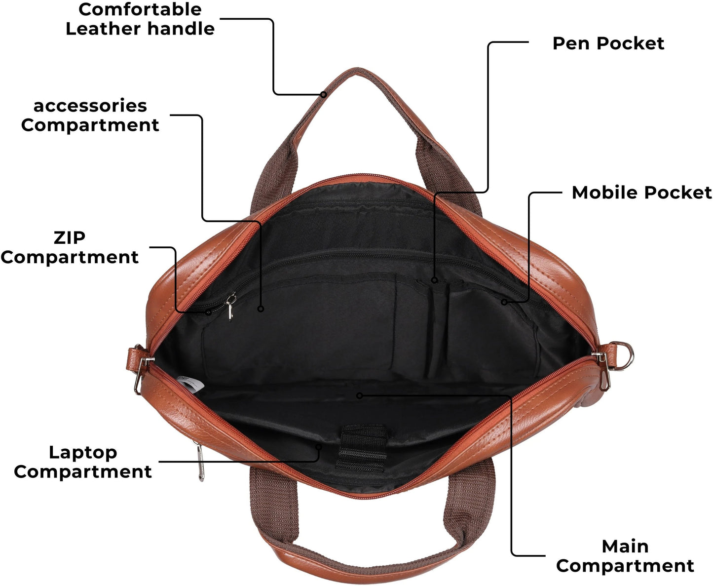 Leather World 15.6 inch Laptop Briefcase Shoulder Sling