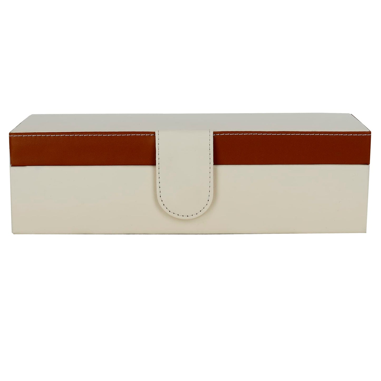 4 Slots Stylish Beige Watch Box with Viewing Window