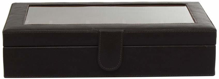 Leather World Watch Box Holder Organizer Case in 10 Slots of Watches for Men and Women with Transparent Display