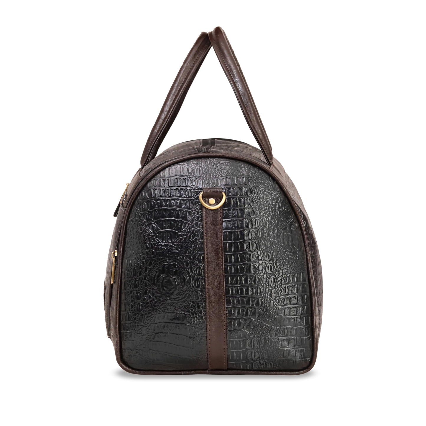 Leather World Leather Unisex Faux Leather Travel Duffle Bag Weekender Bag - Black