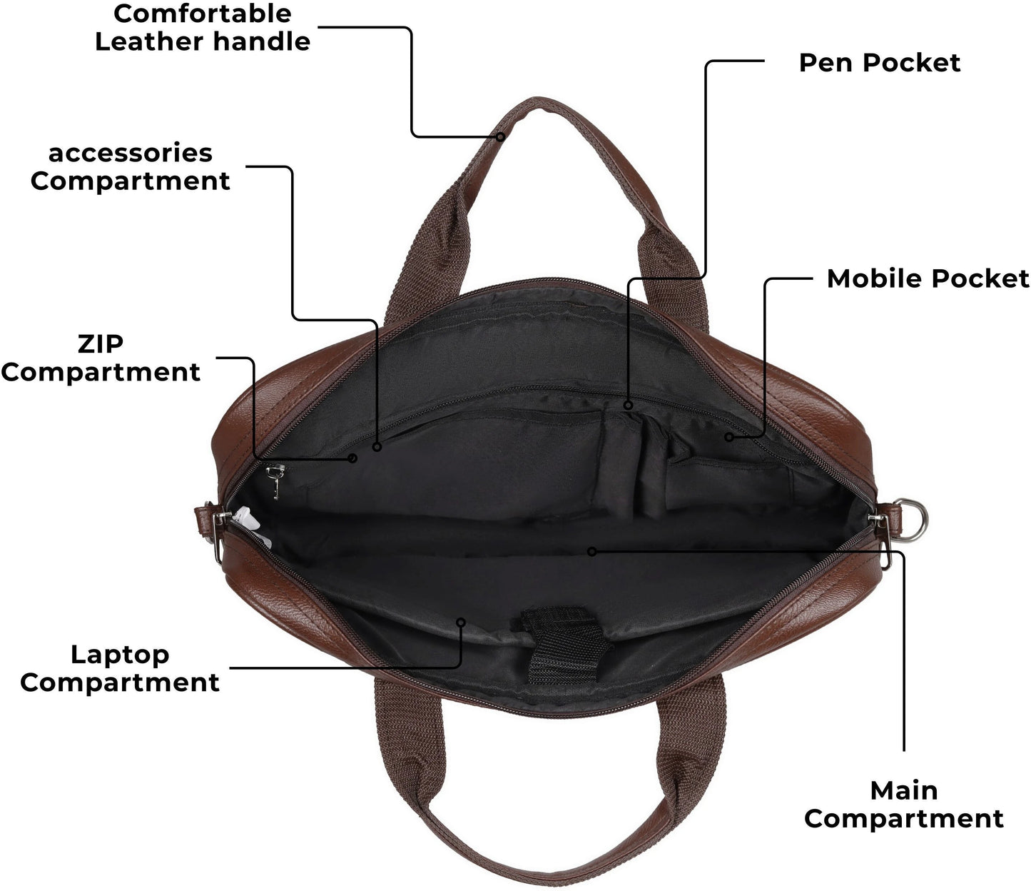 Leather World 15.6 inch Laptop Briefcase Shoulder Sling