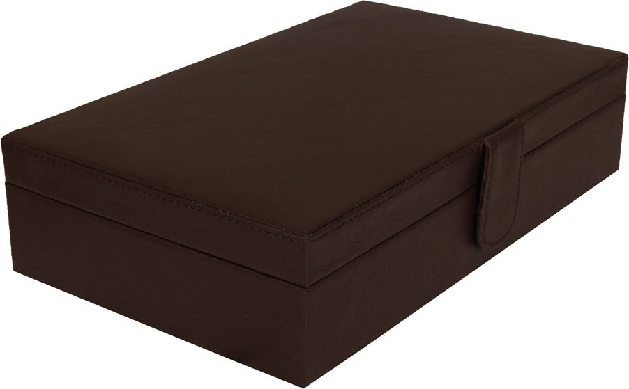 Leather World 10 Slots PU Leather Men Watch Box Display Organizer Case Women Storage Jewellery - Brown