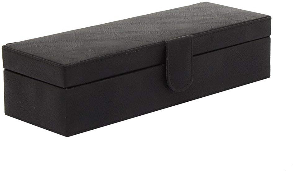 6 Slots Classy Black Watch Box Organizer with Plain Leather Finish