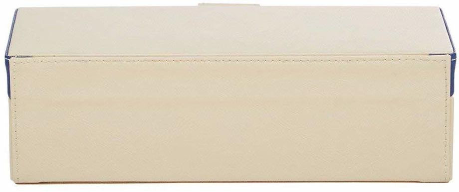 4 Slots Stylish Beige Watch Box with Plain Leather Finish