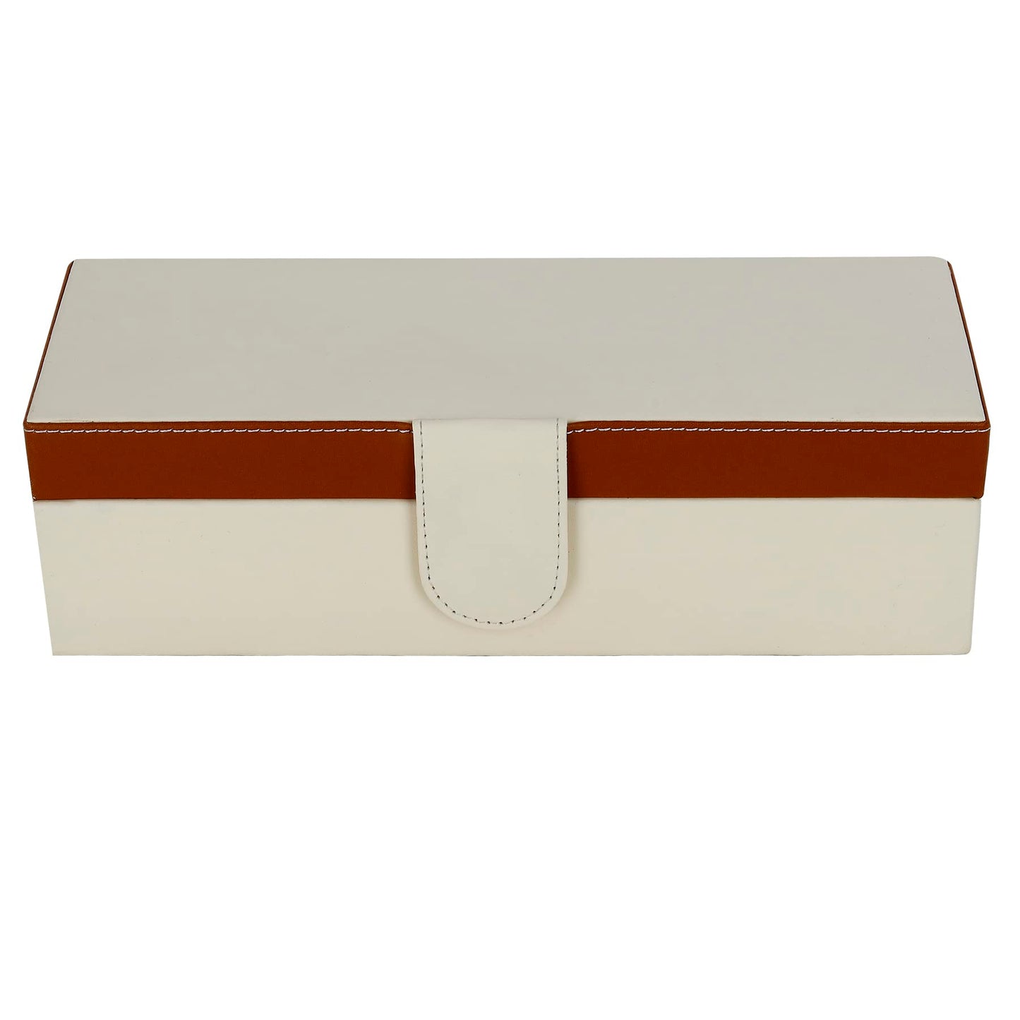 4 Slots Stylish Beige Watch Box with Viewing Window