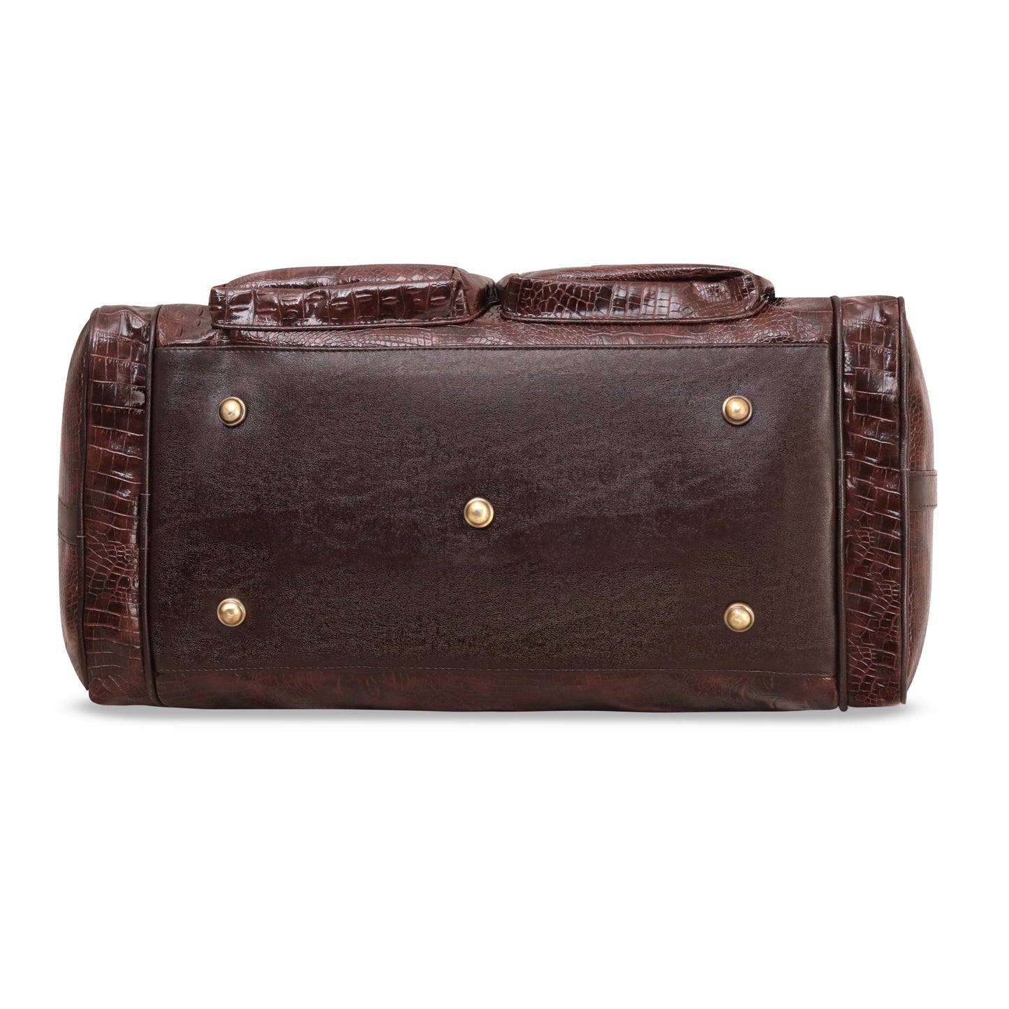 Leather World Duffel Bag Textured Leatherette Luggage Duffle Weekender Bag for Travel - Men and Women's (Brown)