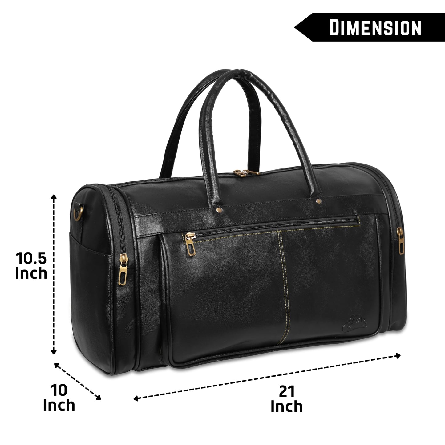 Leather Duffle Bag for Men | Travel, Gym, Sports & Overnight Bag - Black