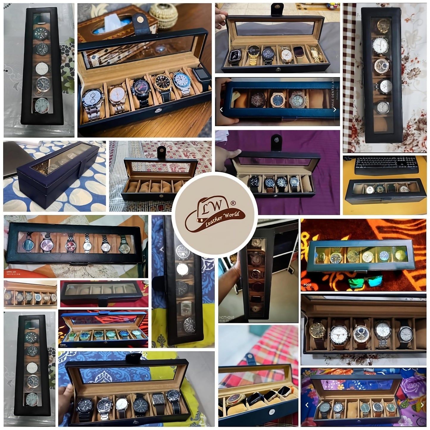 Leather World Watch Box Holder Organizer Case in 10 Slots of Watches for Men and Women with Transparent Display