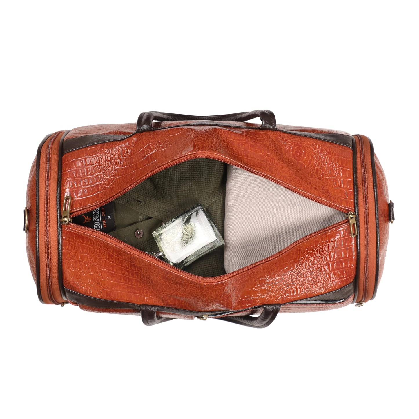 Leather World Leather Unisex Faux Leather Travel Duffle Bag Weekender Bag (Tan)