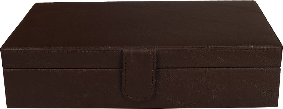 Leather World 10 Slots PU Leather Men Watch Box Display Organizer Case Women Storage Jewellery - Brown