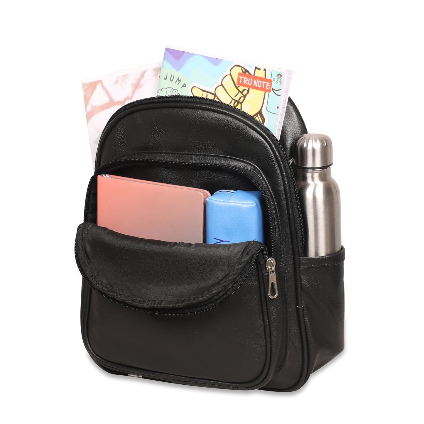 Leather World Backpack for Women Vegan Leather Travel Backpack Vintage Shoulder Bags Girls - Black