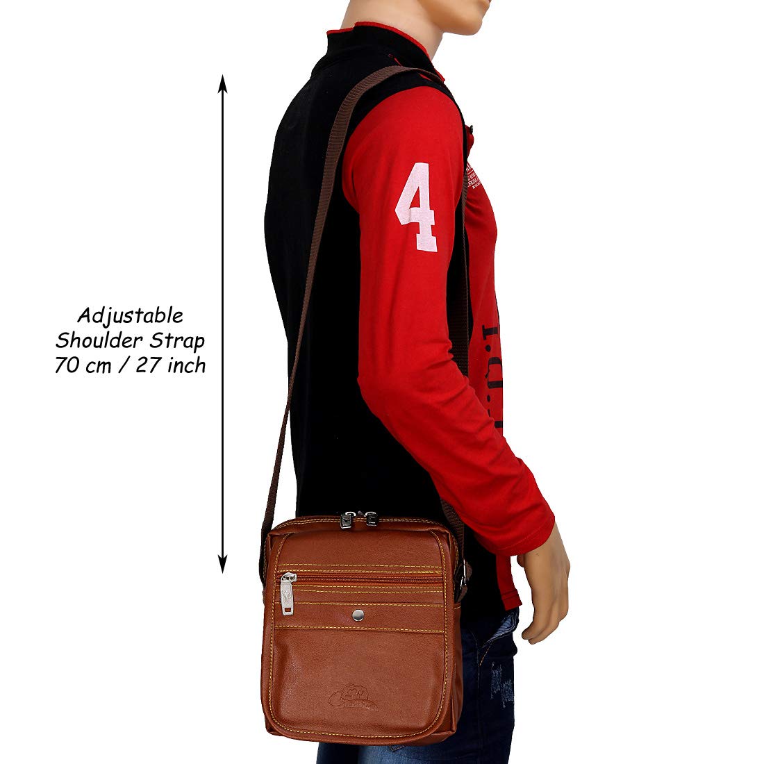 Leather World Unisex Casual Leatherette Sling Crossbody Bag