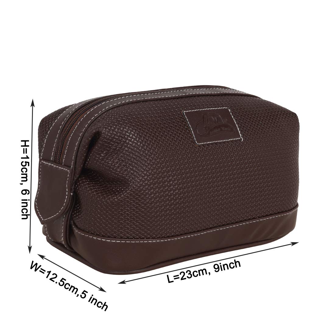 LEATHER WORLD Vegan Leather 12 Cms Brown Shaving Bag for Men - Leather Dopp Kit |Toiletry Bag|Travel Toiletry