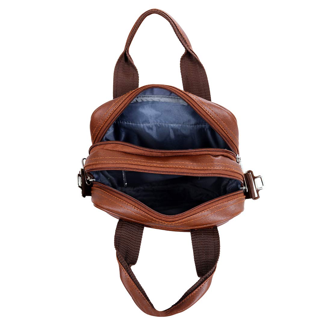 Leather World Sling Bag for Men PU Leather Messenger Cross Body Travel Office One Side Chest Shoulder Bag for Men & Women (Tan)