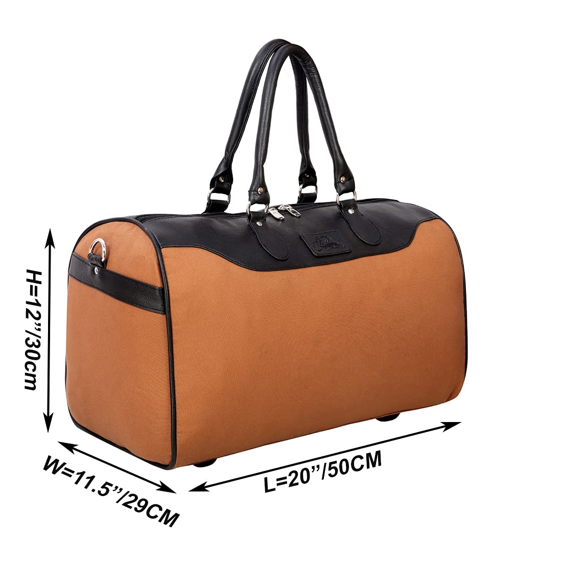 Leather World 30 Liter 20 Inch Canvas Weekender Travel Duffle Luggage Bag with Detachable Shoulder Strap for Men & Women Tan