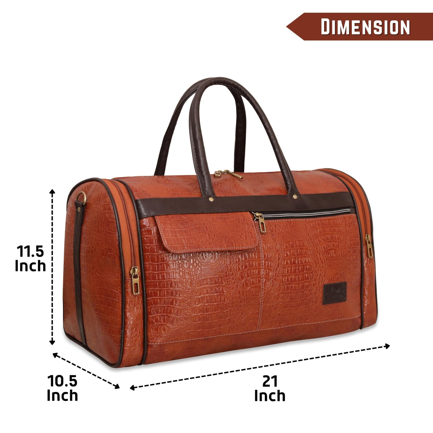 Leather World Leather Unisex Faux Leather Travel Duffle Bag Weekender Bag (Tan)