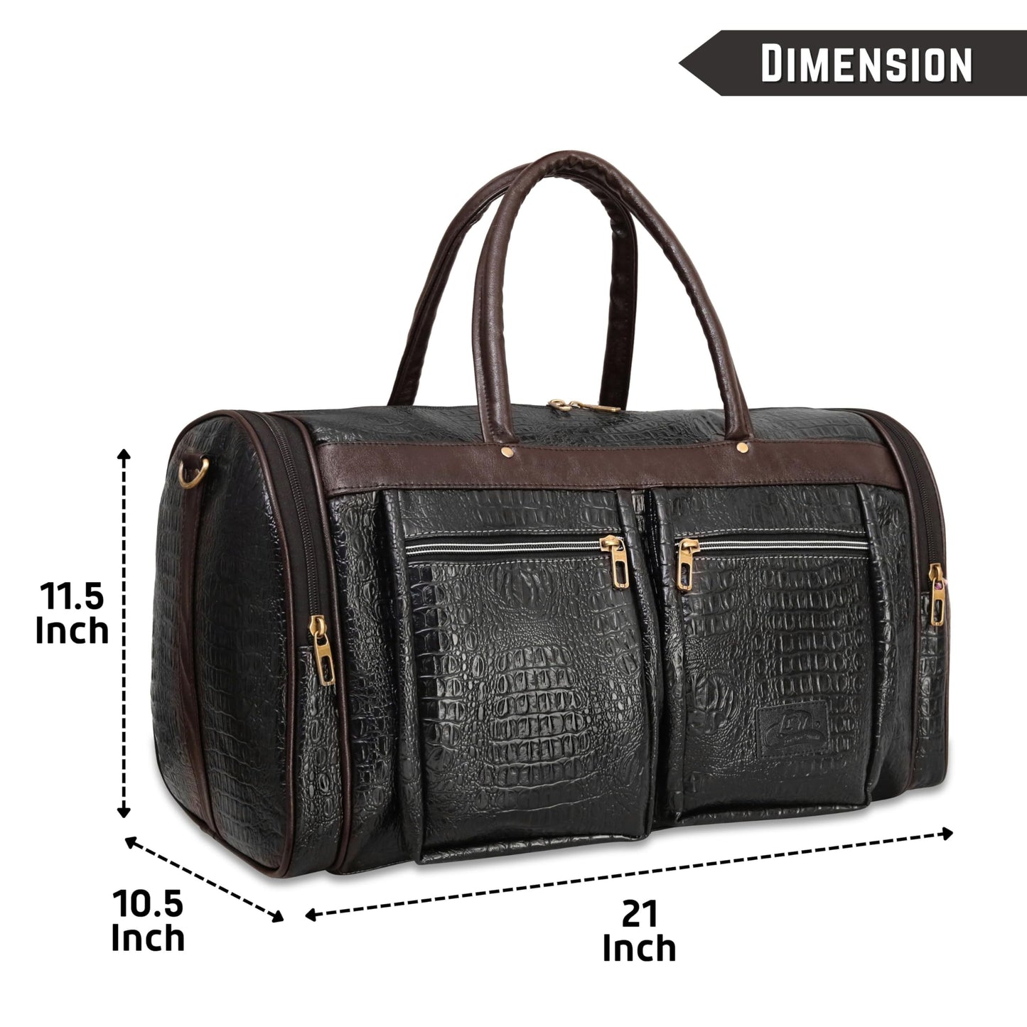 Leather World Duffel bag Textured Leatherette Luggage Duffle Weekender Bag For Travel - Men And Women's - Black