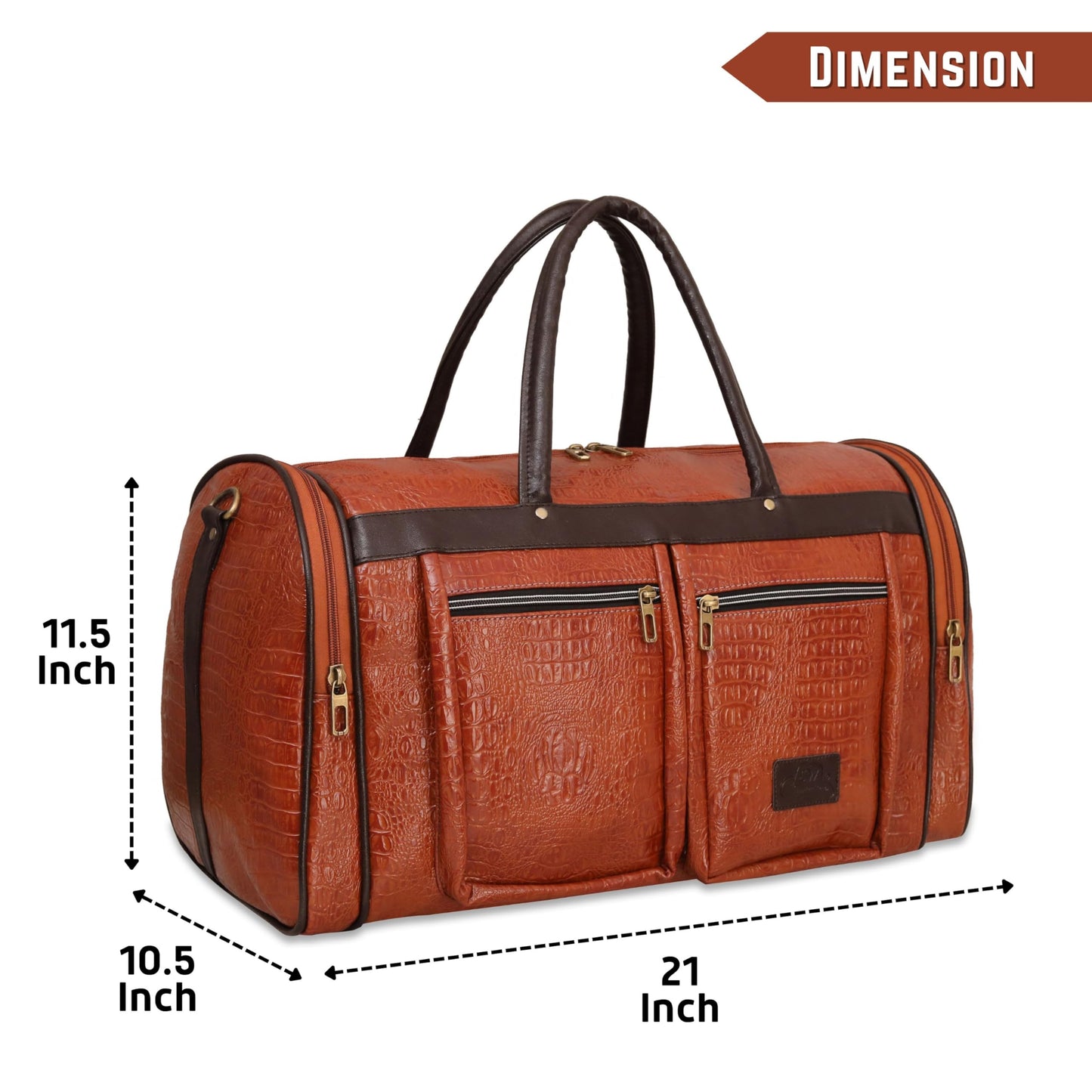 Leather World Duffel Bag Textured Leatherette Luggage Duffle Weekender Bag for Travel - Men and Women's (Tan)