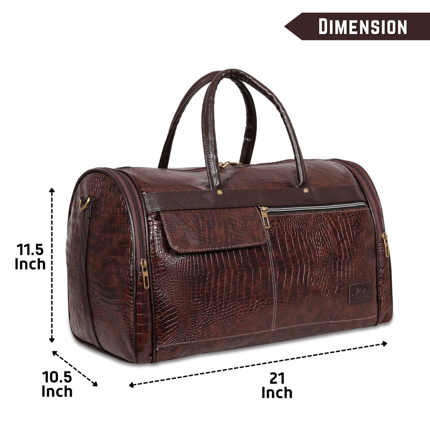 Leather World Leather Unisex Faux Leather Travel Duffle Bag Weekender Bag (Brown)