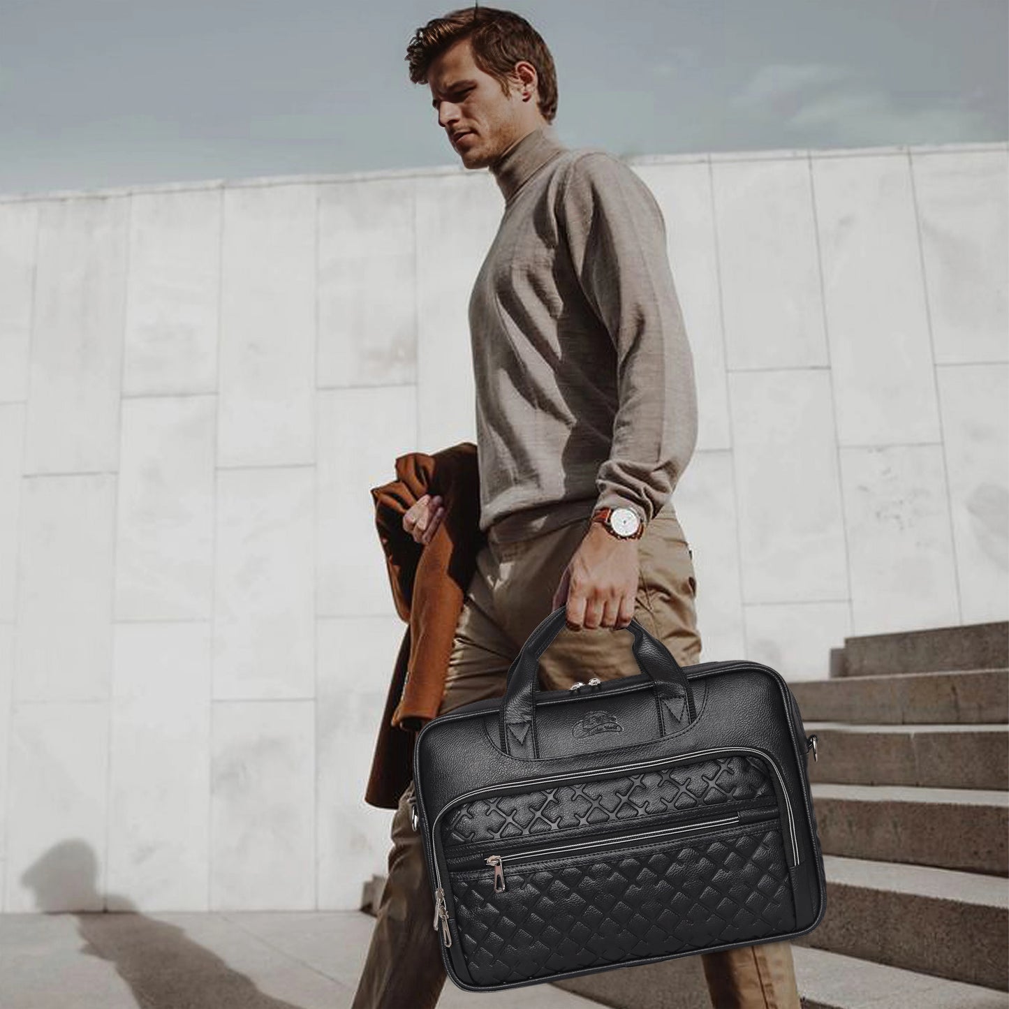 Leather World 15.6 inch Laptop Briefcase Shoulder Sling