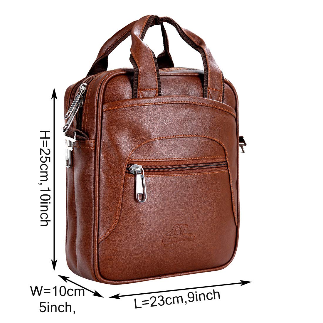 Leather World Sling Bag for Men PU Leather Messenger Cross Body Travel Office One Side Chest Shoulder Bag for Men & Women (Tan)