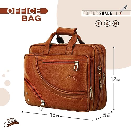 Expandable Leatherette Brown Unisex Office Laptop Messenger Bag