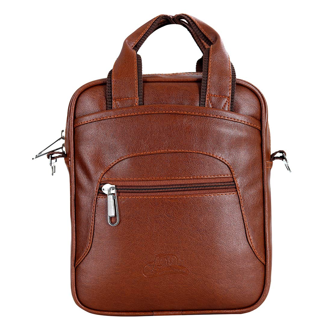 Leather World Sling Bag for Men PU Leather Messenger Cross Body Travel Office One Side Chest Shoulder Bag for Men & Women (Tan)