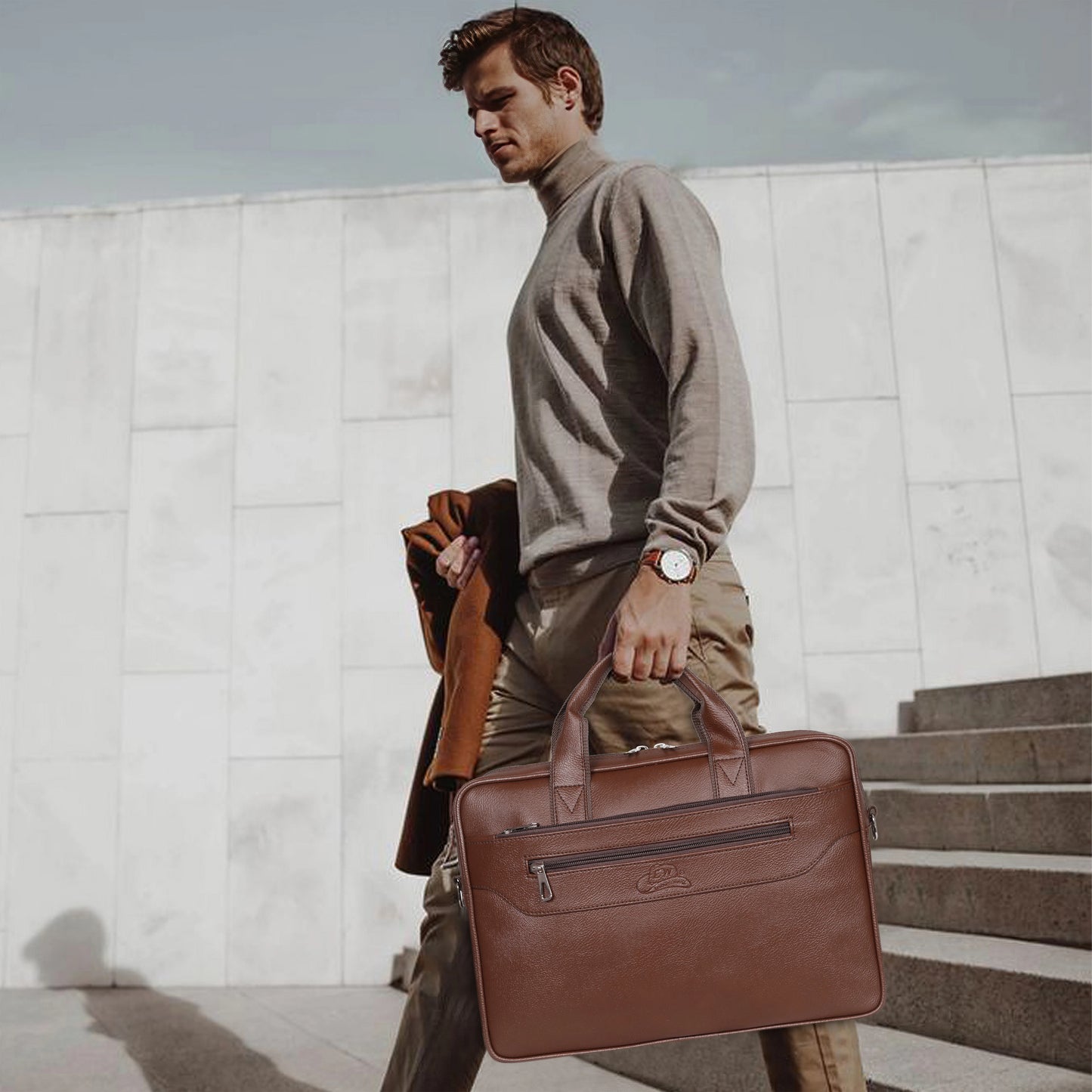 Leather World 15.6 inch Laptop Briefcase Shoulder Sling