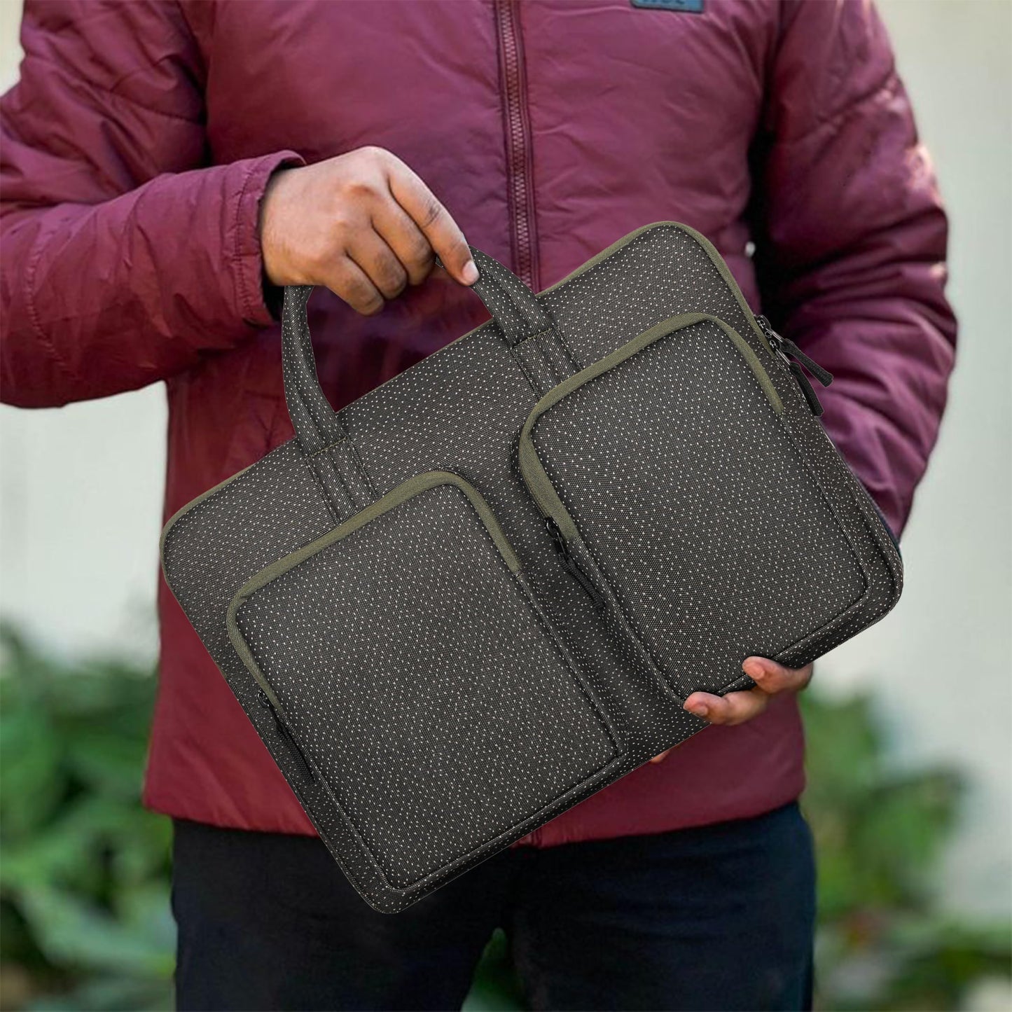 Leather World 15.6 inch Laptop Briefcase Shoulder Sling Office Business Professional Travel Messenger Bag for Men and Women Water Repellent Formal Executive Bags. (Green)