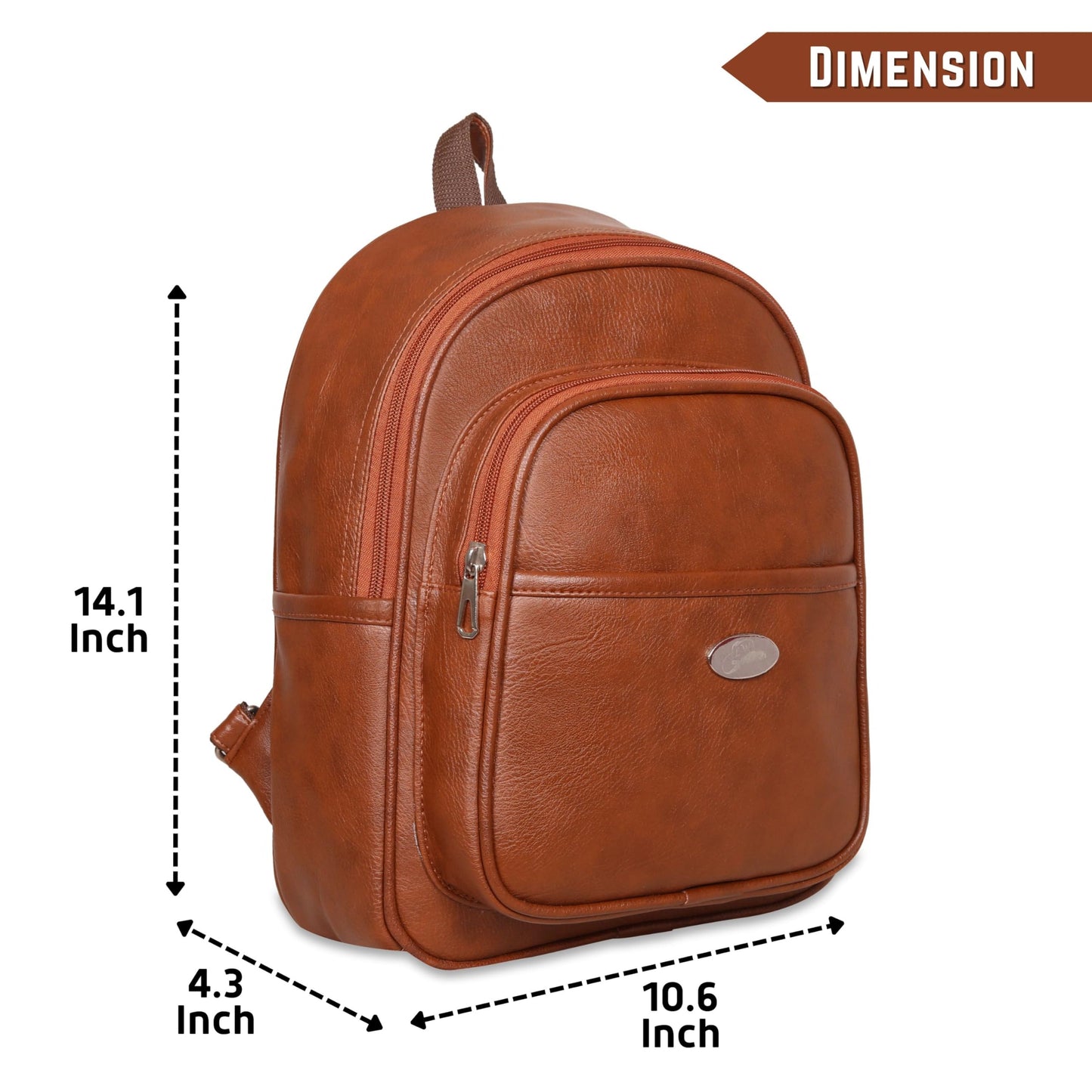 Leather World Backpack for Women Vegan Leather Travel Backpack Vintage Shoulder Bags Girls (Tan)