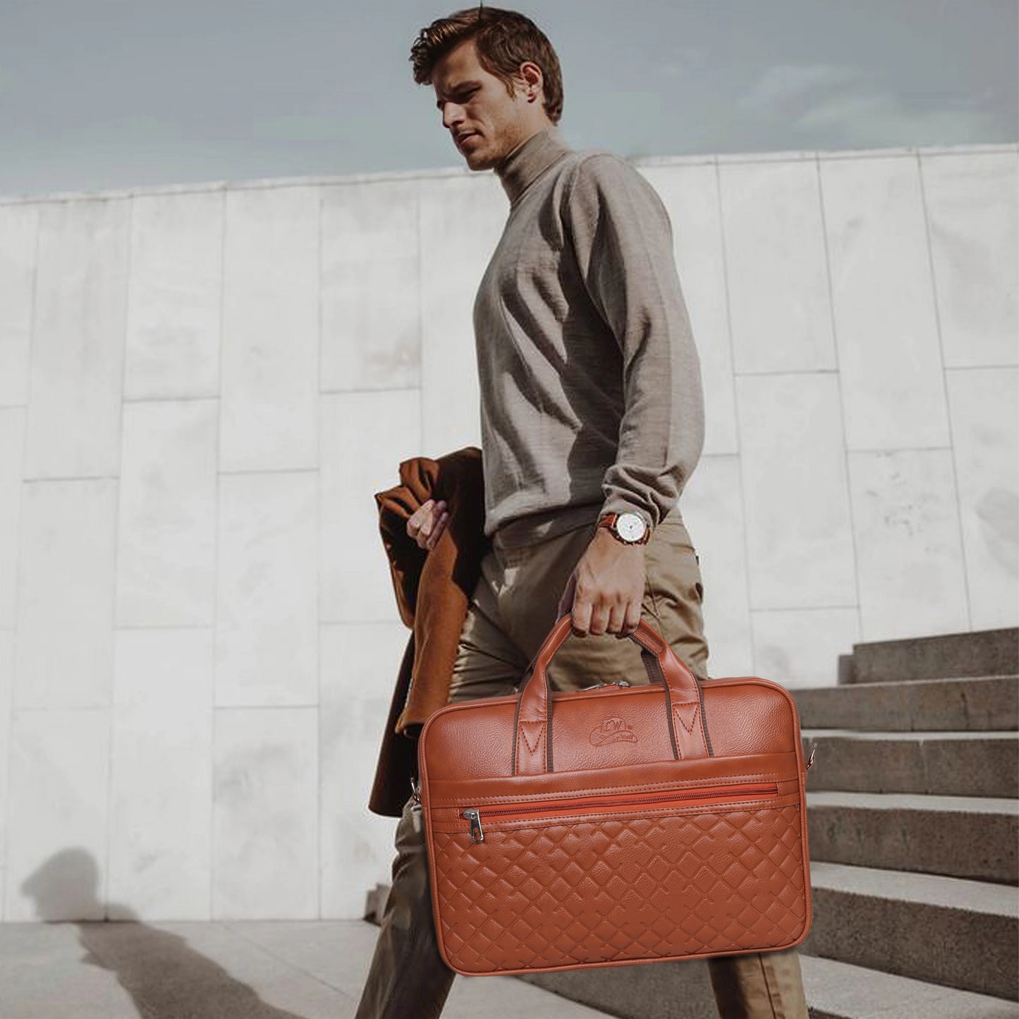 Leather World 15.6 inch Laptop Briefcase Shoulder Sling