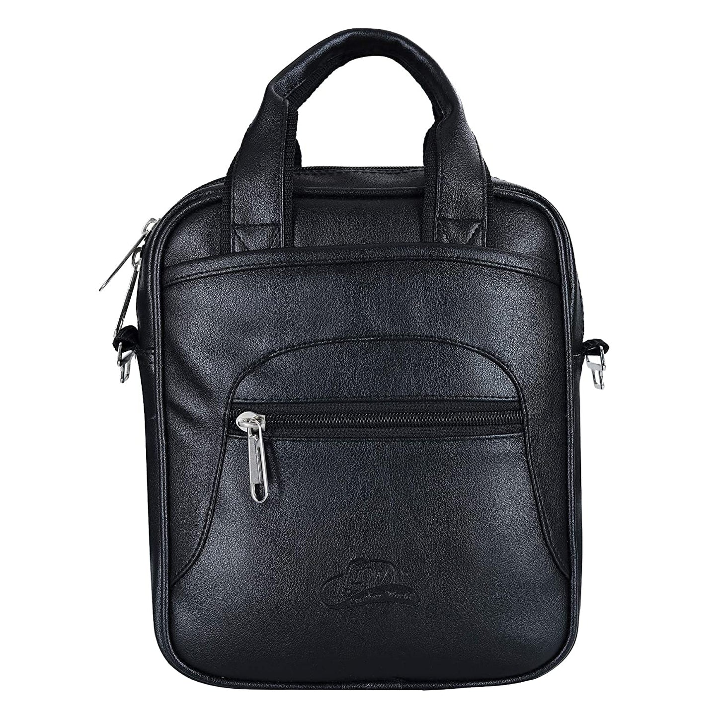 Leather World Sling Bag for Men PU Leather Messenger Cross Body Travel Office One Side Chest Shoulder Bag for Men & Women (Black)