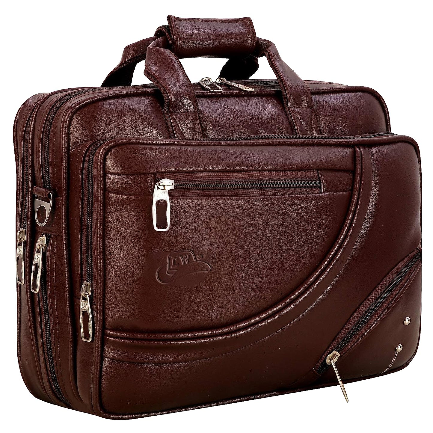 Expandable Leatherette Brown Unisex Office Laptop Messenger Bag