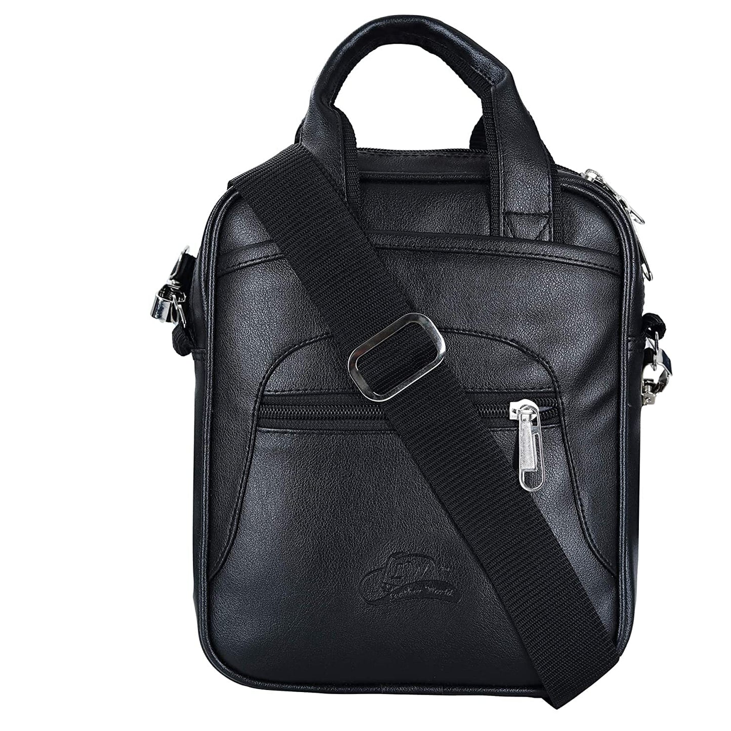 Leather World Sling Bag for Men PU Leather Messenger Cross Body Travel Office One Side Chest Shoulder Bag for Men & Women (Black)