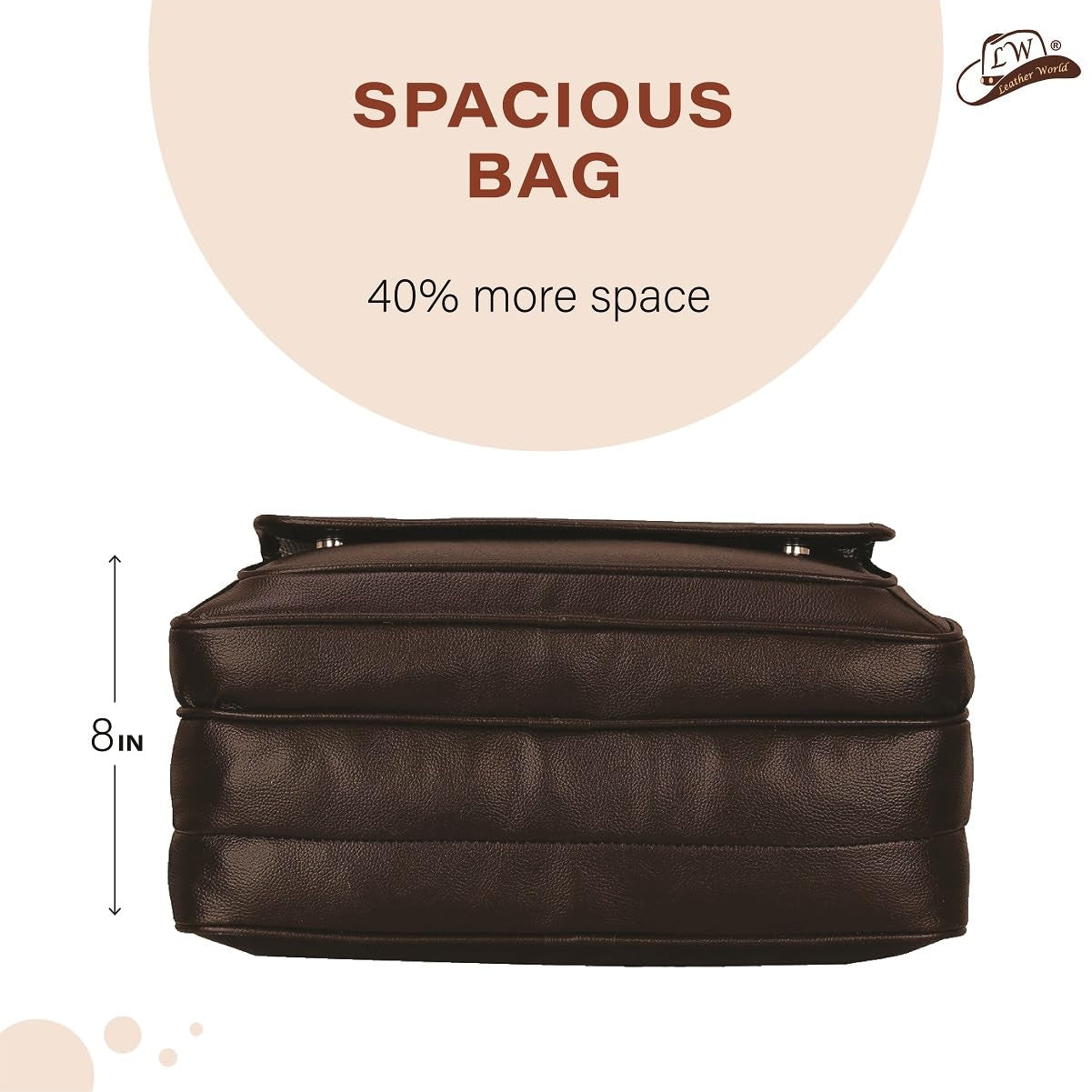 Expandable Leatherette Brown Unisex Office Laptop Messenger Bag