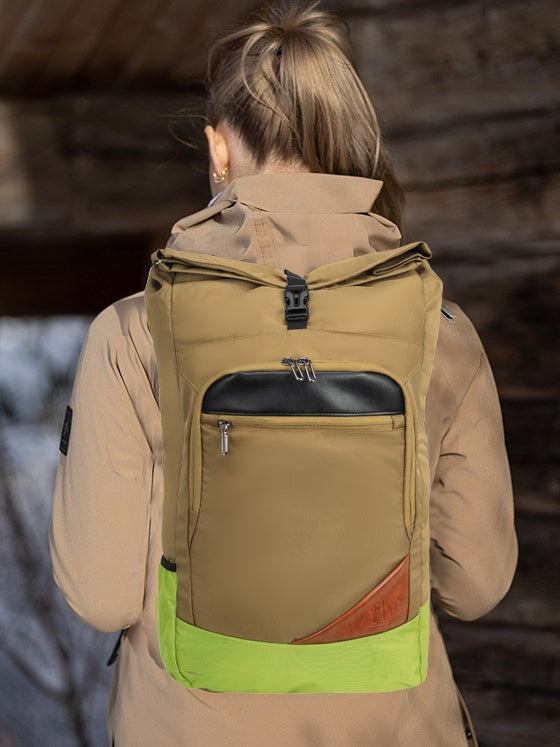 Medium 22 L Laptop Backpack Top Roll Large Backpack Bag Men Women (Black)