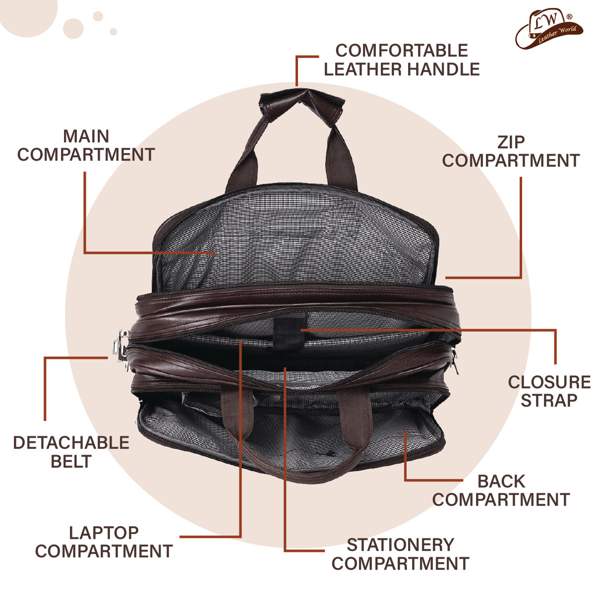 Office Laptop Bag Brown