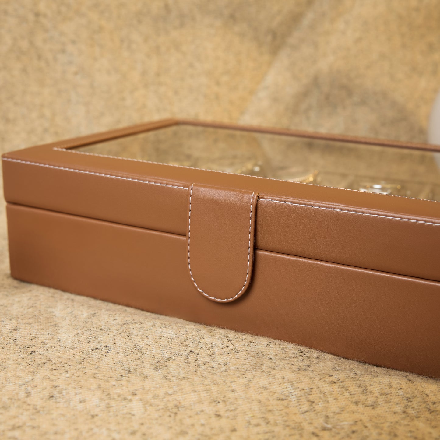 Leather World 10 Slots Elegant Watch Box With Viewing Window