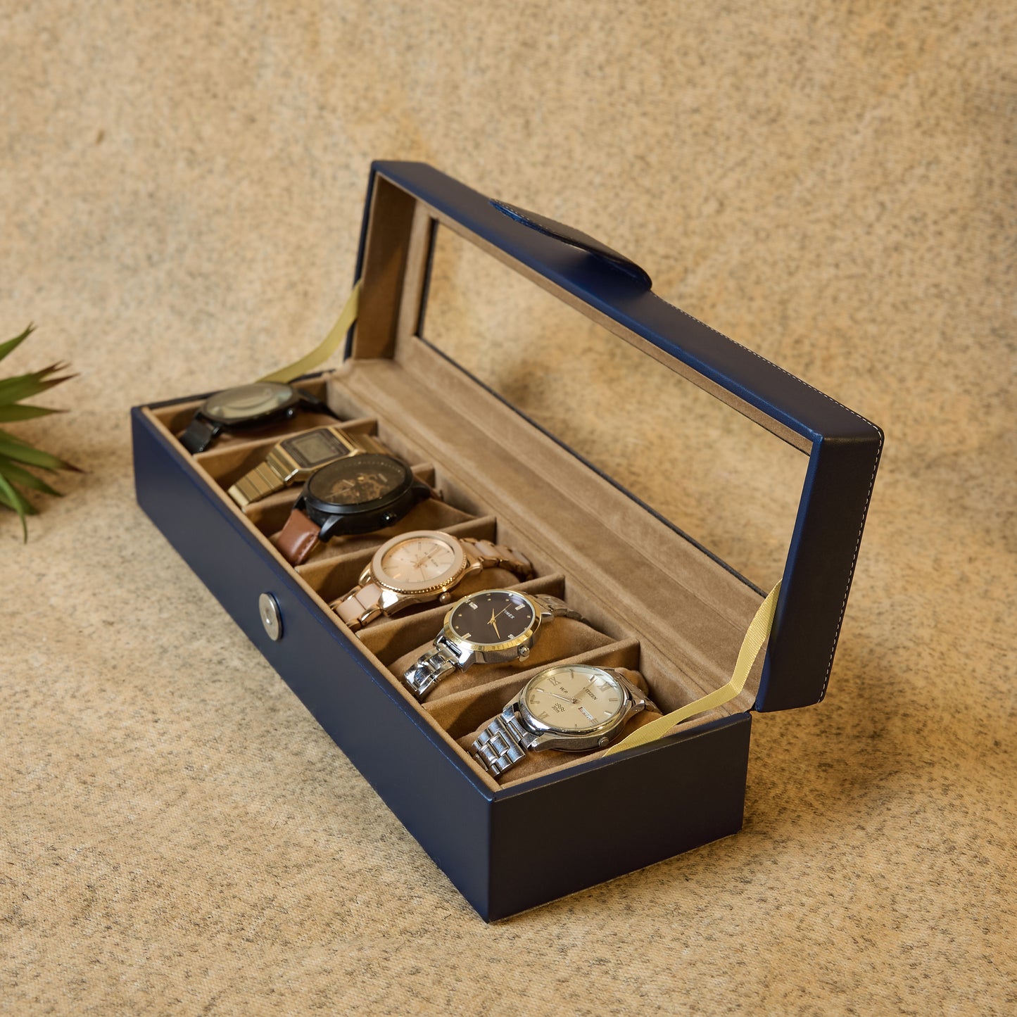 6 Slots Classy Watch Box Organizer with Viewing Window