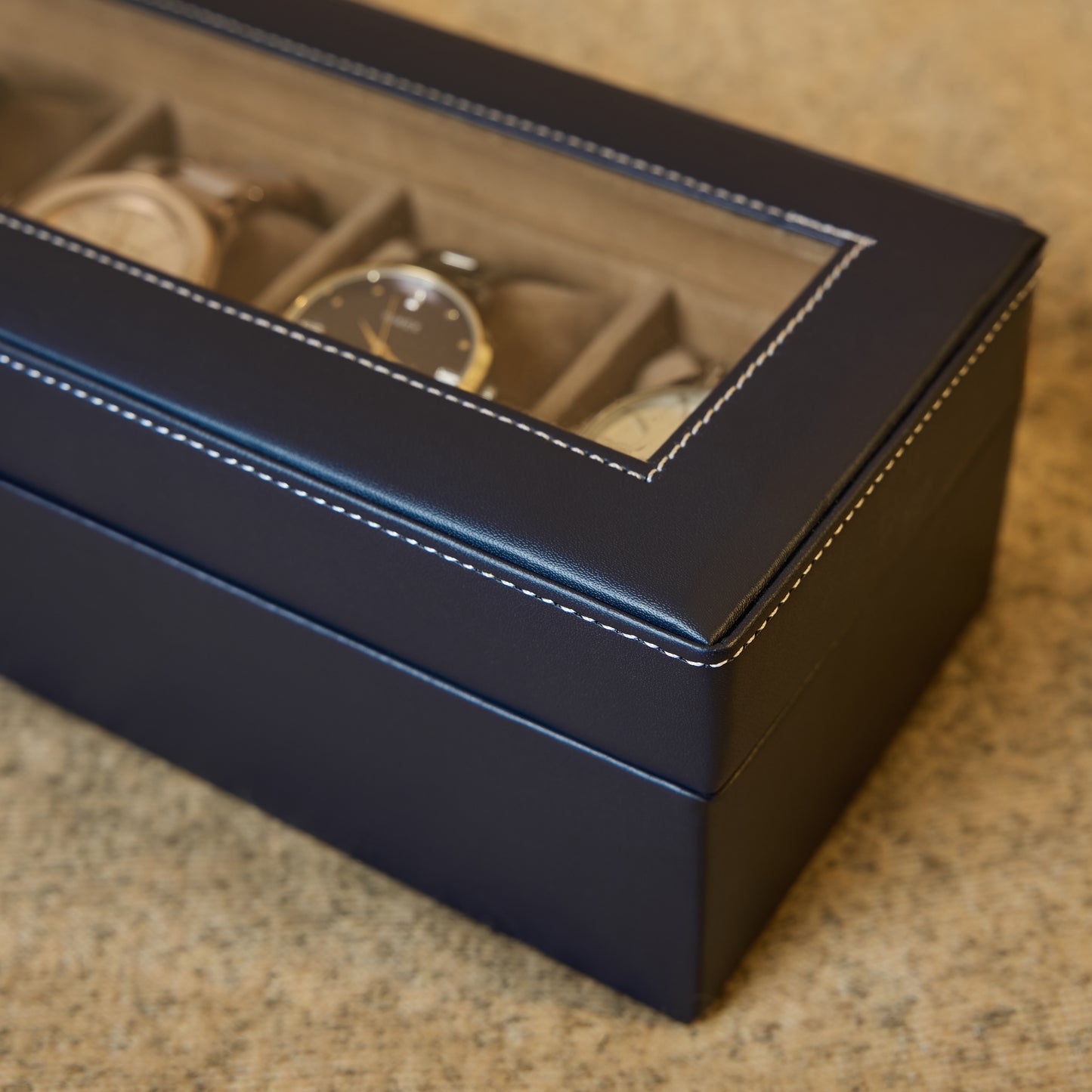 6 Slots Classy Watch Box Organizer with Viewing Window