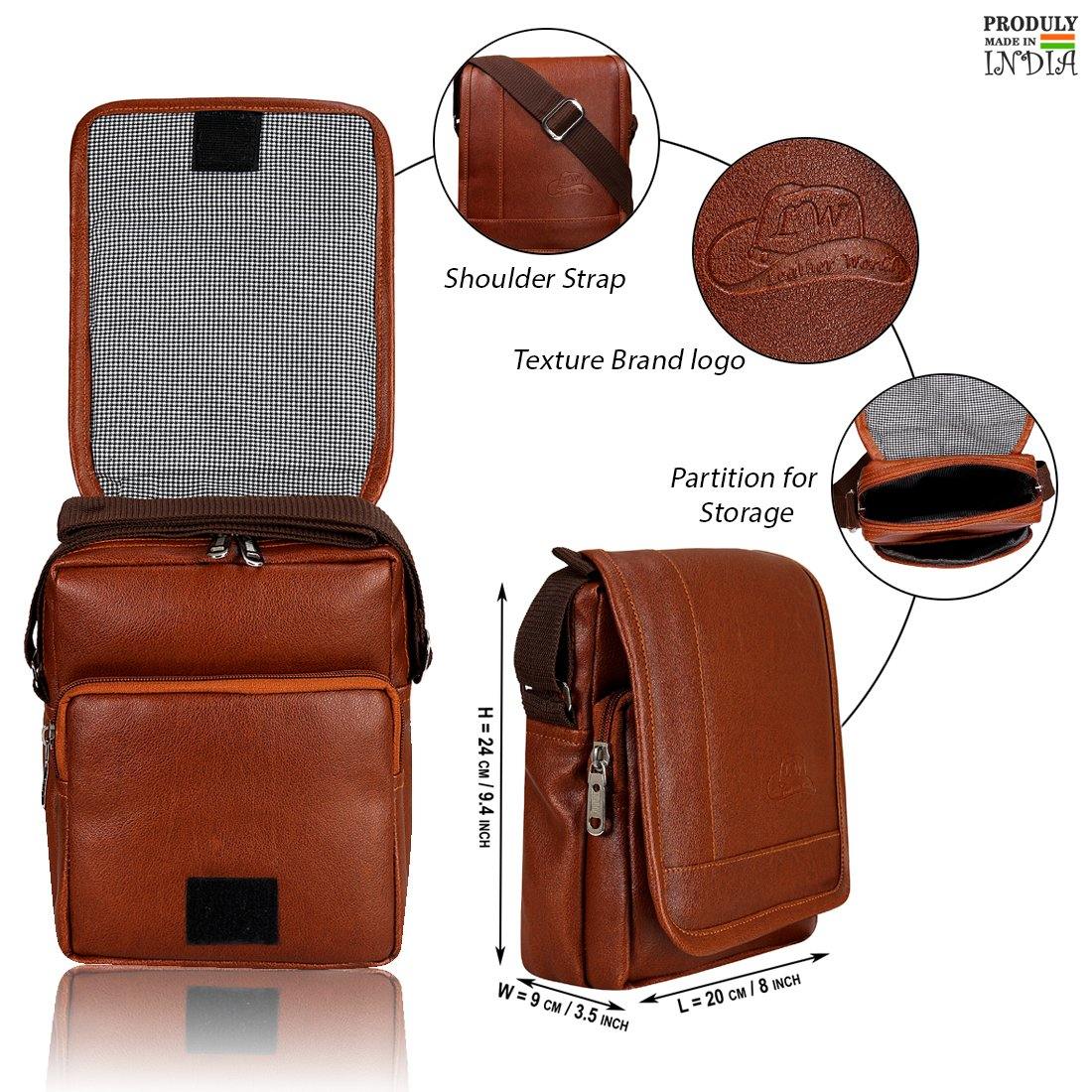 Leather World PU Leather Crossbody Sling Stylish Unisex Convenience