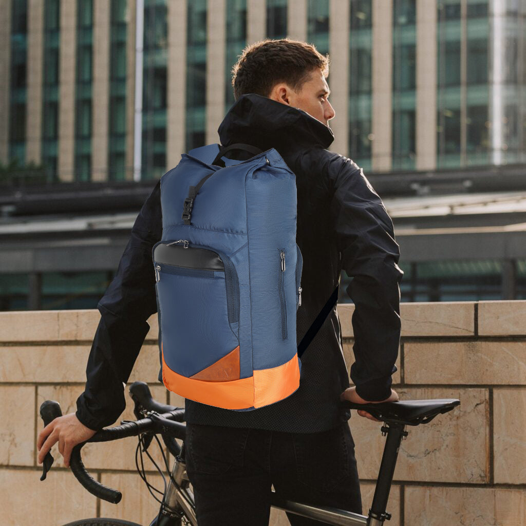 Medium 22 L Laptop Backpack Top Roll Large Backpack Bag Men Women (Black)